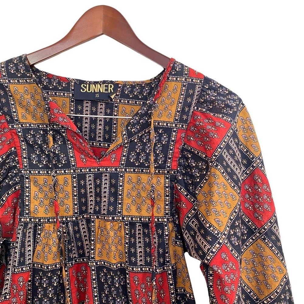 Anthropologie Sunner Blouse XS Boho Peasant 100% Cotton Festival Work Summer - Picture 2 of 8